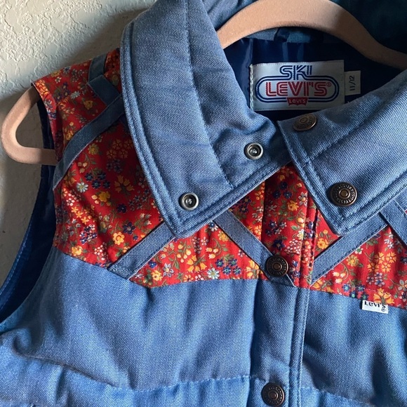 Rare Vintage Levi’s Ski Goose Down USA Made Weatern Floral Puffer Vest 11/12 - Picture 7 of 16